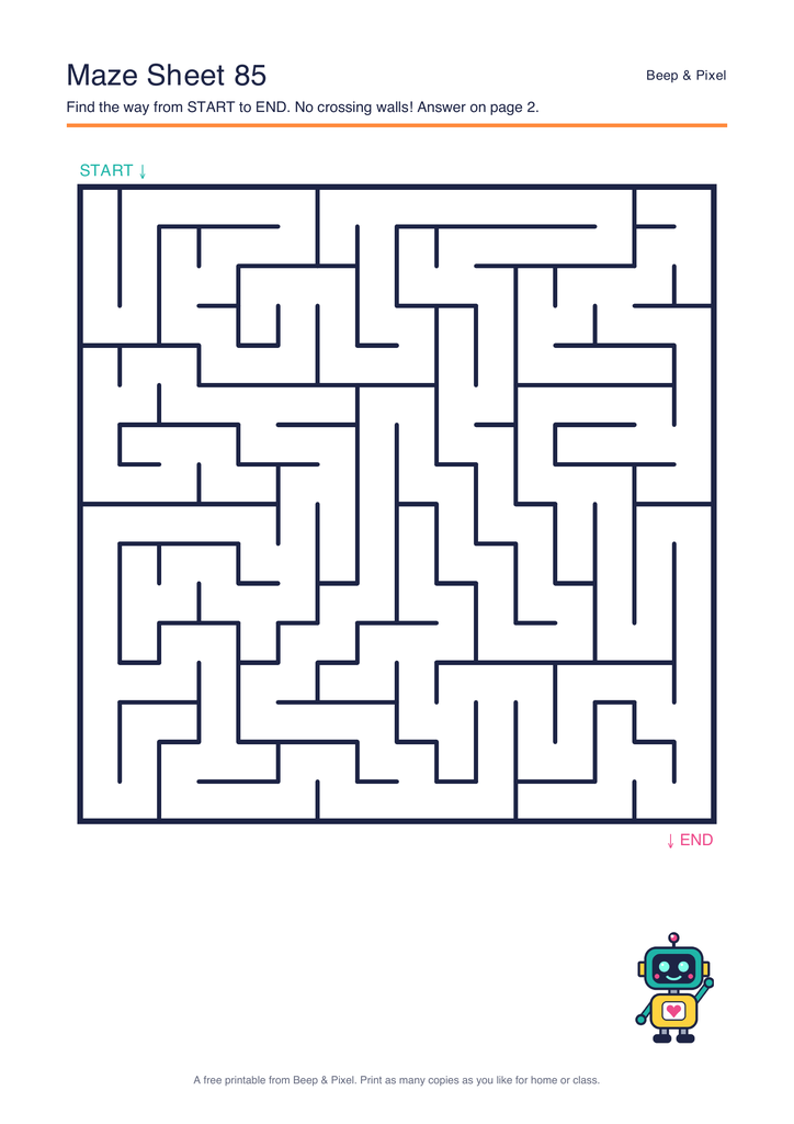 Preview of Maze Sheet 85 (16 × 16)