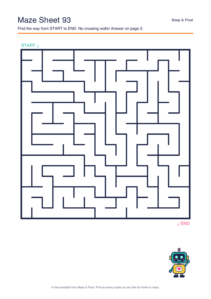 Preview of Maze Sheet 93 (16 × 16)