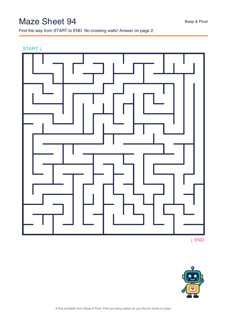 Preview of Maze Sheet 94 (18 × 18)