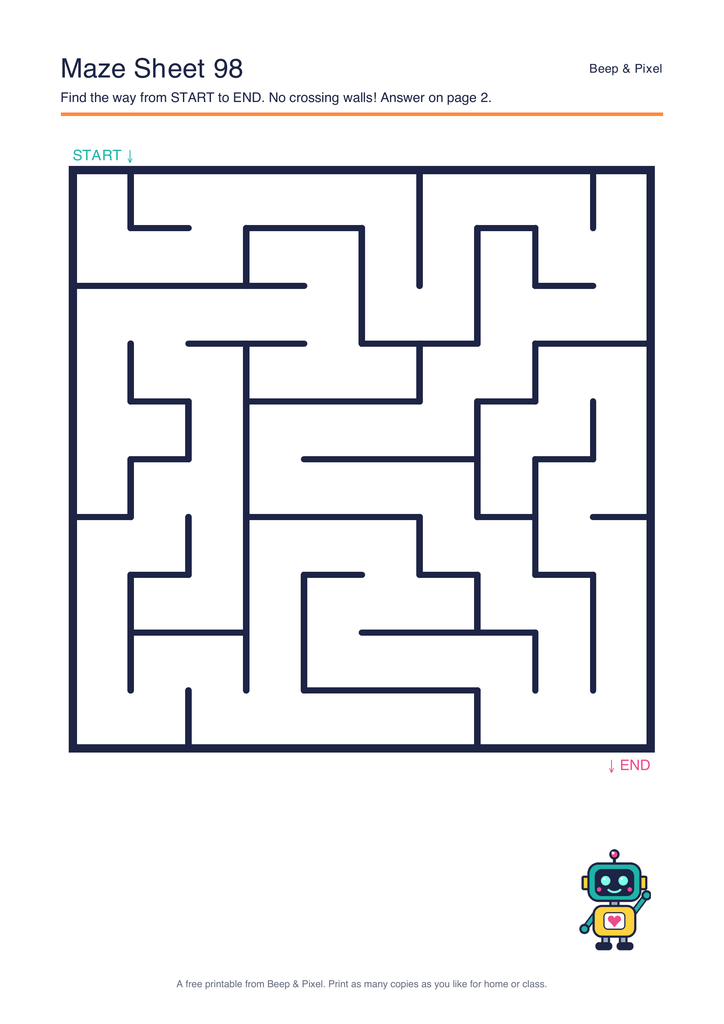 Preview of Maze Sheet 98 (10 × 10)