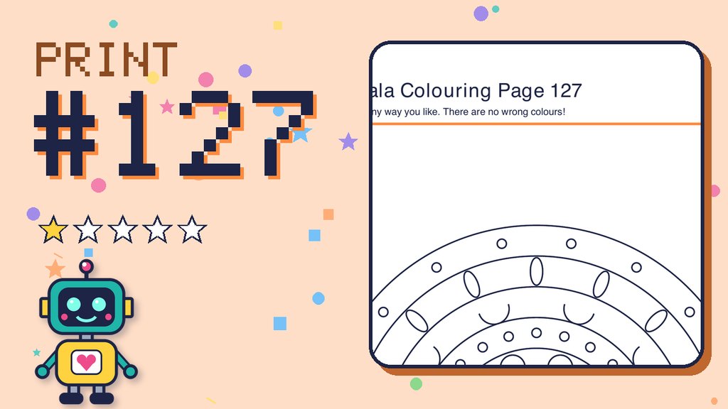 Mandala Colouring Page 127 card