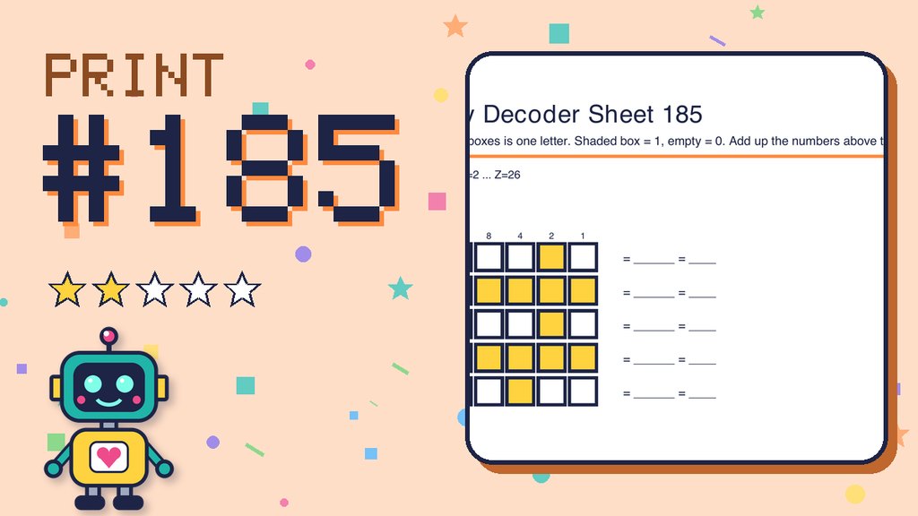 Binary Decoder Sheet 185 (A=1 code) card