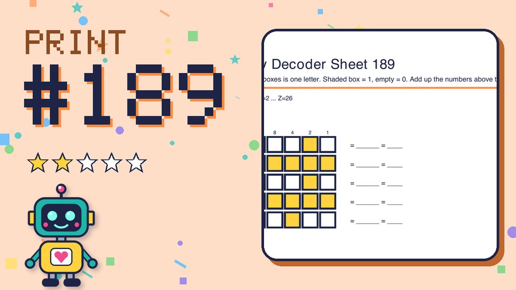 Binary Decoder Sheet 189 (A=1 code) card