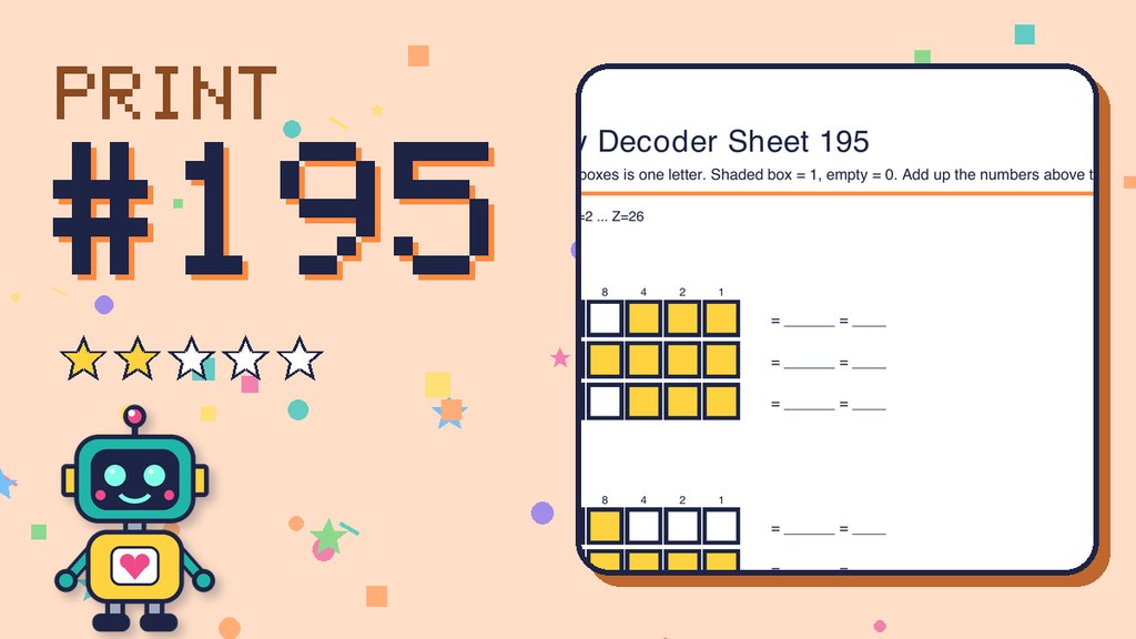 Binary Decoder Sheet 195 (A=1 code) card