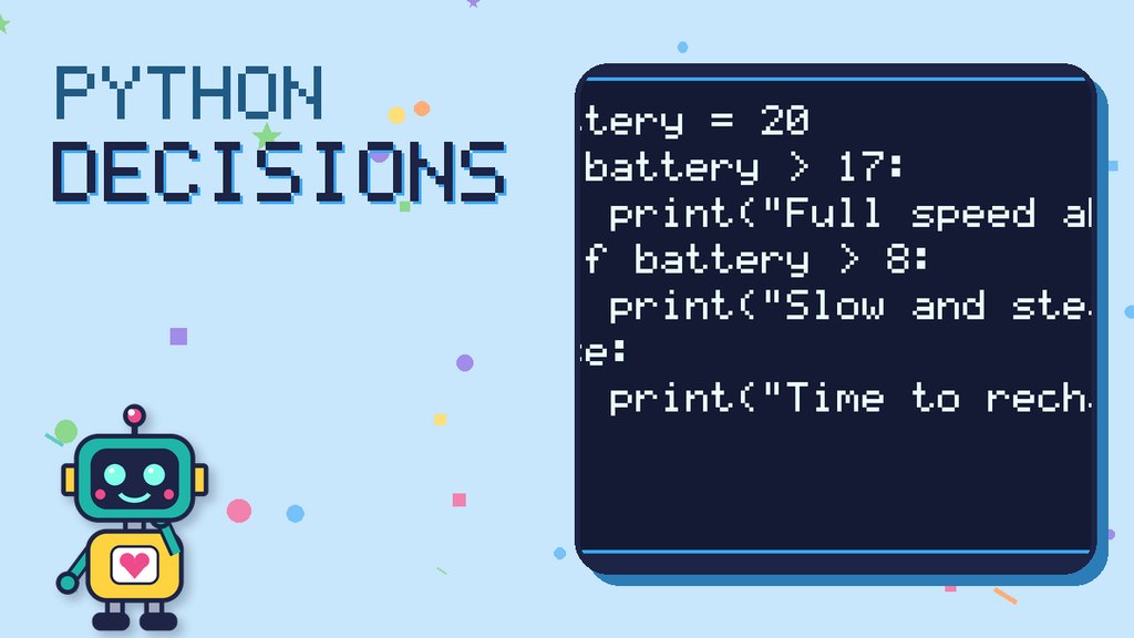 Python Puzzlers card for the topic decisions