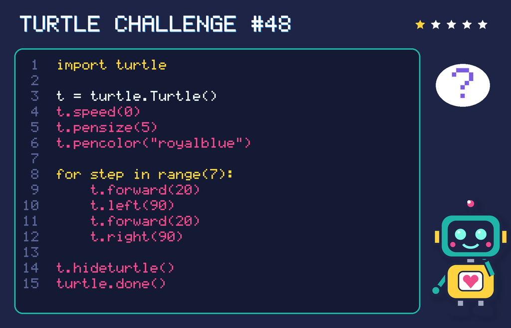 Turtle challenge 48: the code is shown below as text too.