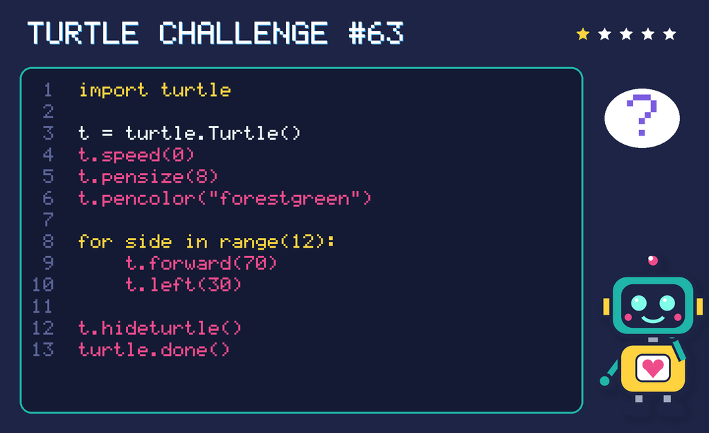 Turtle challenge 63: the code is shown below as text too.