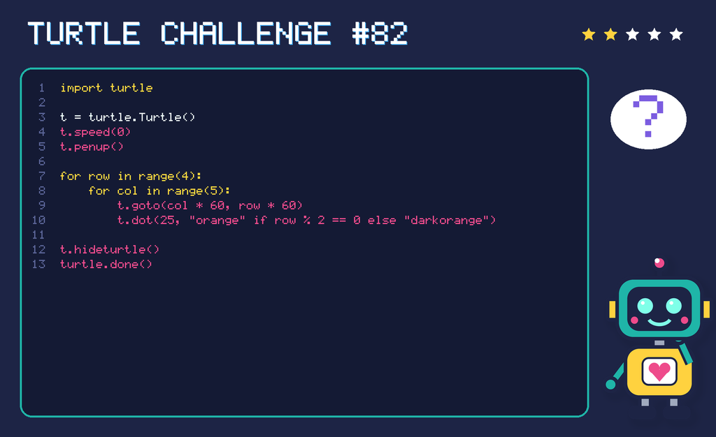 Turtle challenge 82: the code is shown below as text too.