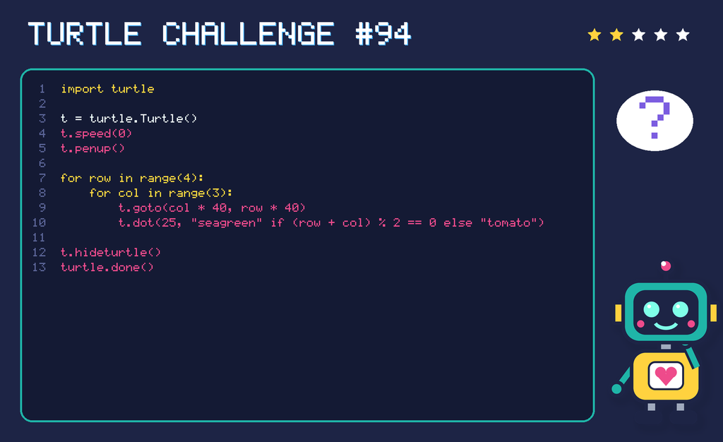 Turtle challenge 94: the code is shown below as text too.