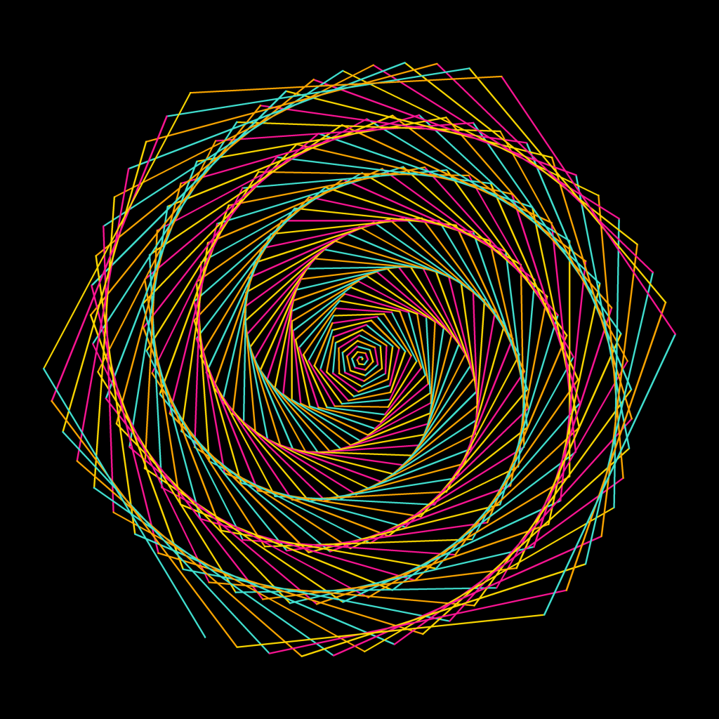 Spiral galaxy: a pattern drawn by a Python turtle program