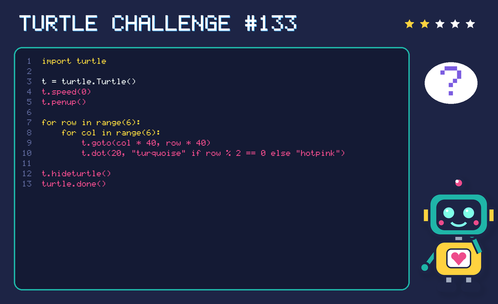 Turtle challenge 133: the code is shown below as text too.