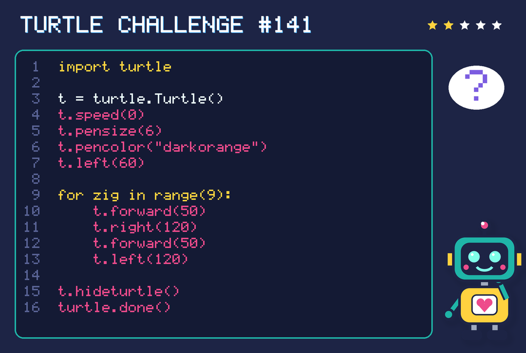 Turtle challenge 141: the code is shown below as text too.