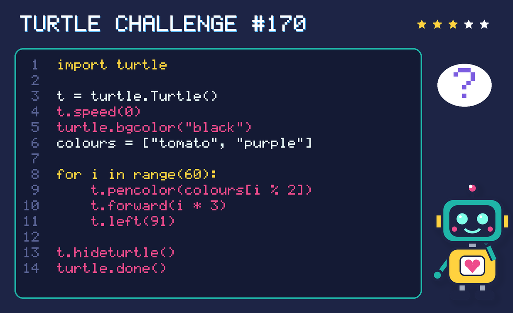 Turtle challenge 170: the code is shown below as text too.