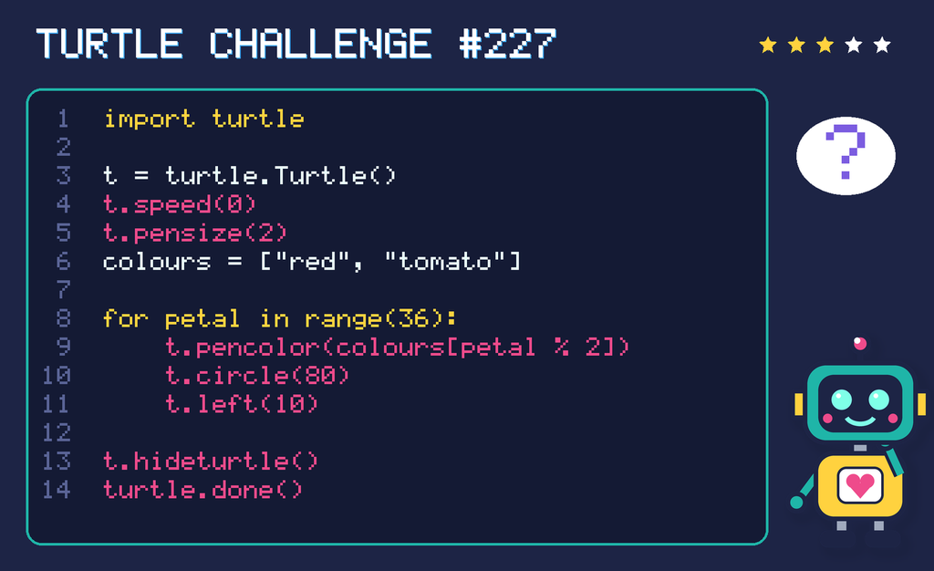 Turtle challenge 227: the code is shown below as text too.
