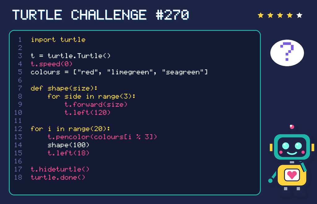 Turtle challenge 270: the code is shown below as text too.