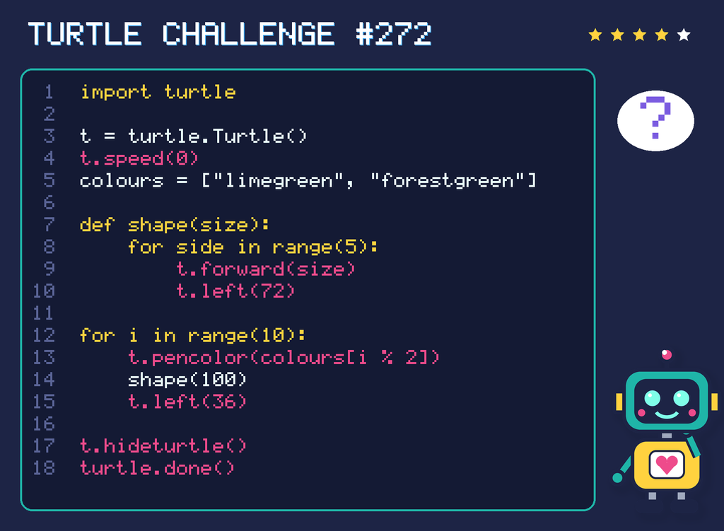 Turtle challenge 272: the code is shown below as text too.