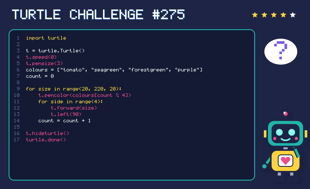 Turtle challenge 275: the code is shown below as text too.