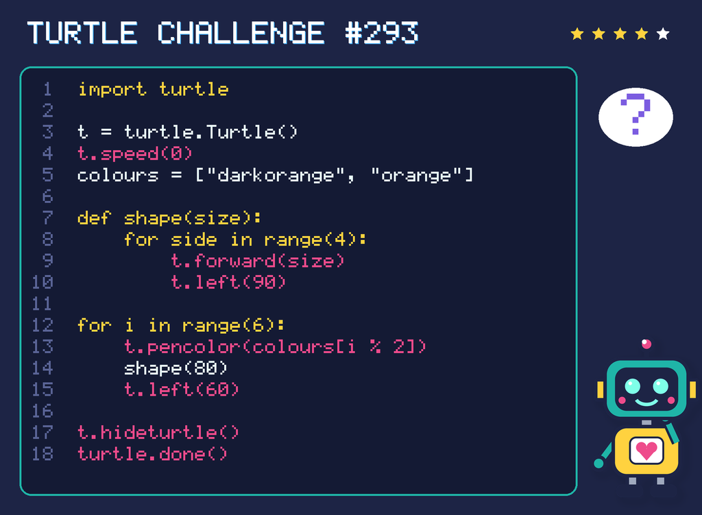 Turtle challenge 293: the code is shown below as text too.