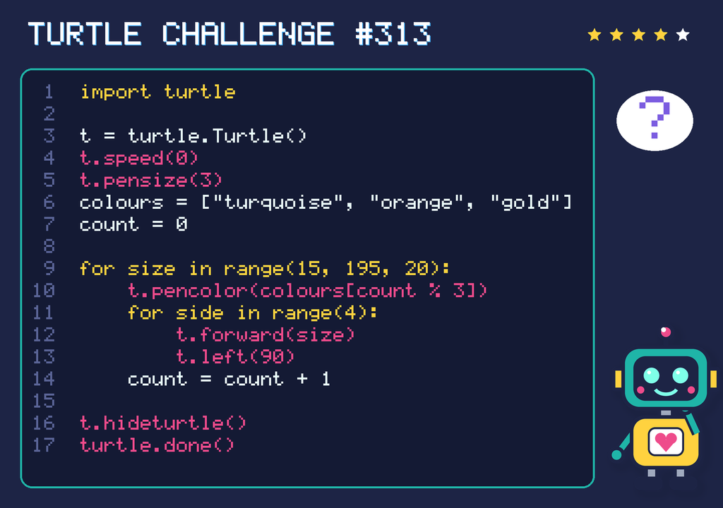 Turtle challenge 313: the code is shown below as text too.