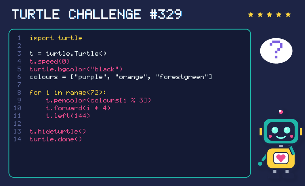 Turtle challenge 329: the code is shown below as text too.