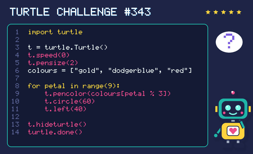 Turtle challenge 343: the code is shown below as text too.
