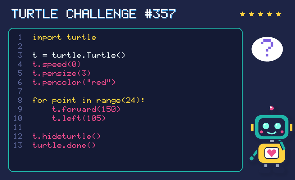 Turtle challenge 357: the code is shown below as text too.