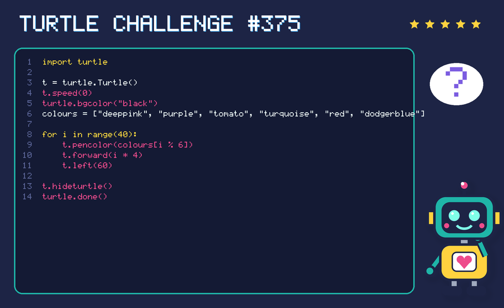 Turtle challenge 375: the code is shown below as text too.