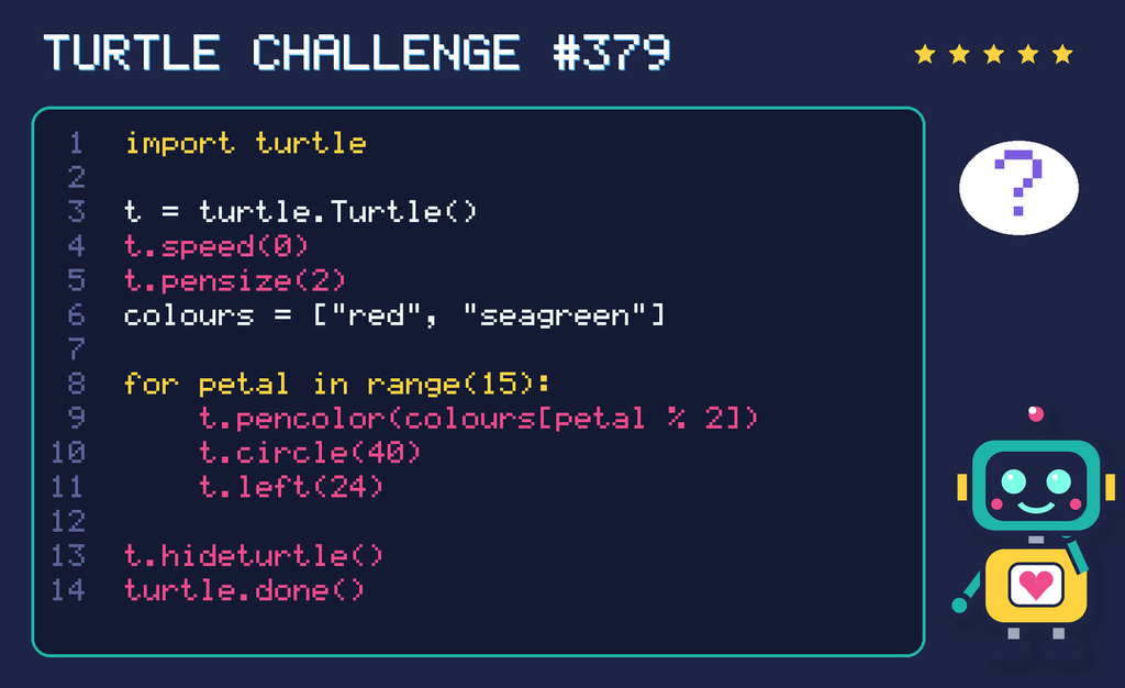 Turtle challenge 379: the code is shown below as text too.