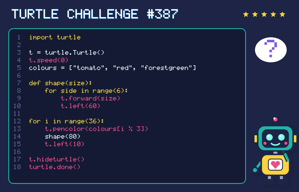 Turtle challenge 387: the code is shown below as text too.
