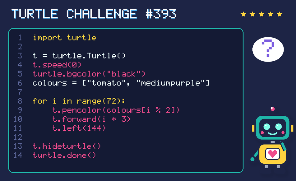 Turtle challenge 393: the code is shown below as text too.