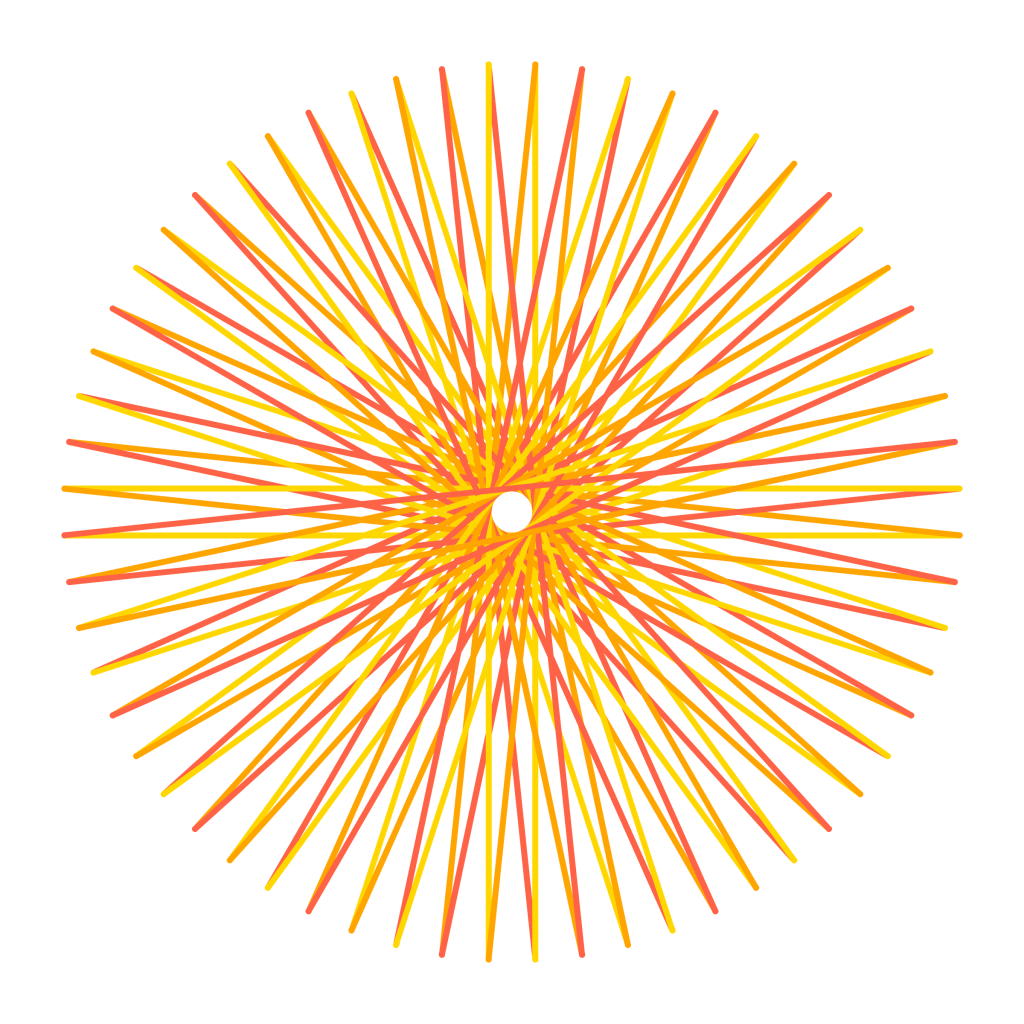 Star burst: a pattern drawn by a Python turtle program