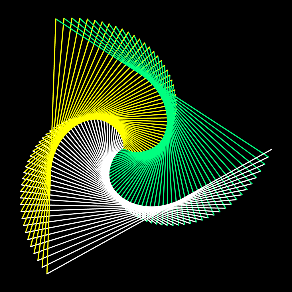 Triangle tunnel: a pattern drawn by a Python turtle program