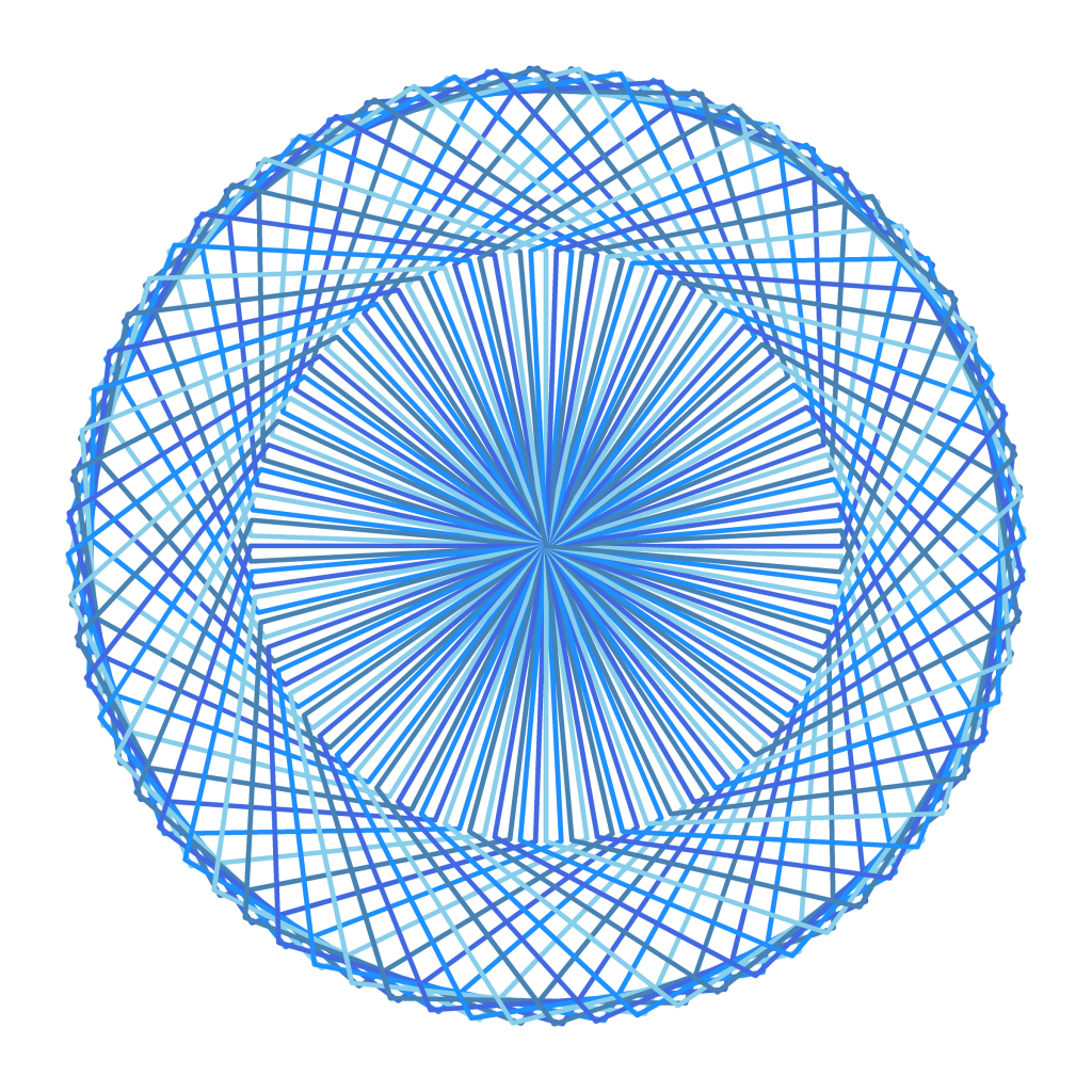 Pentagon bloom: a pattern drawn by a Python turtle program