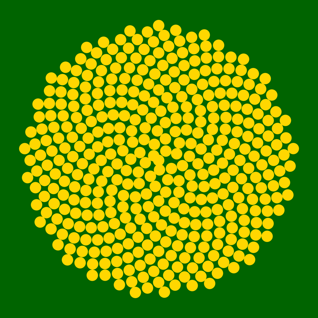 Sunflower seeds: a pattern drawn by a Python turtle program