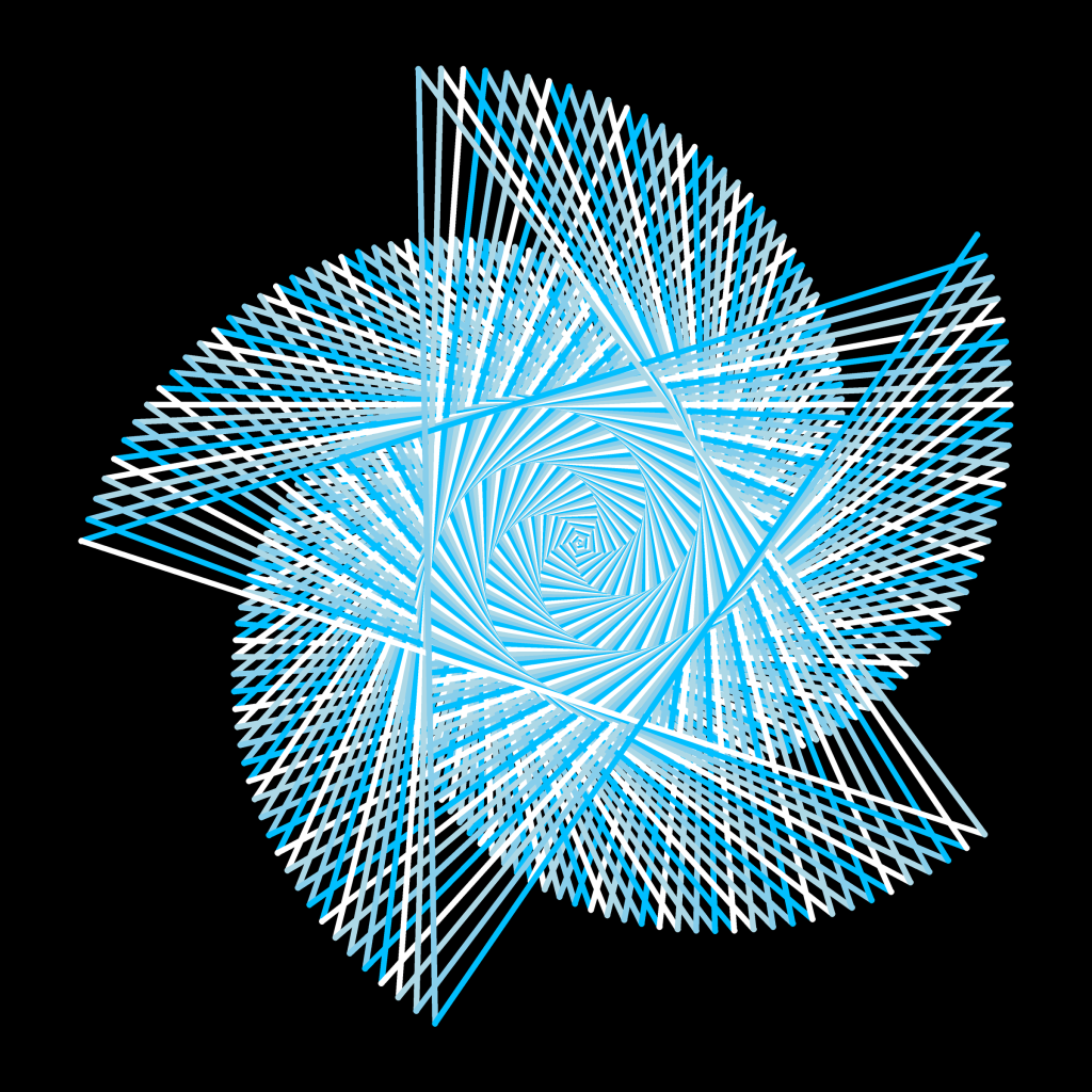 Comet tails: a pattern drawn by a Python turtle program